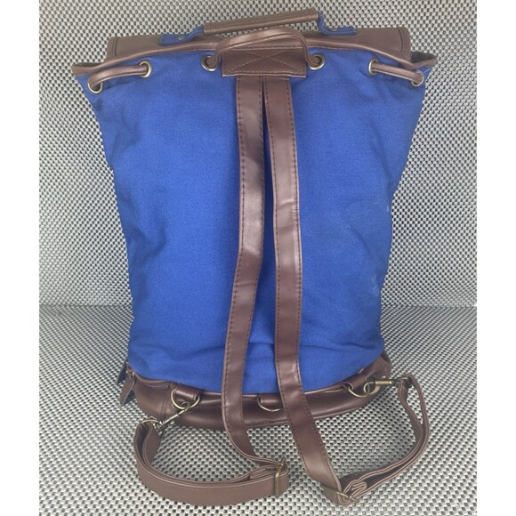 Disney Vacation Club Backpack Blue Brown Faux Leather Canvas Zipper Outdoor Bag main image 8